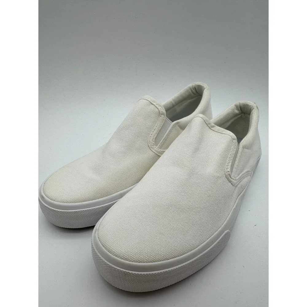 White Canvas Slip On Sneakers Women'sSize 7.5 Casual Shoes‎